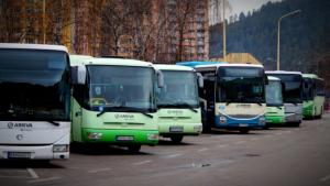 Autobusy na nástupišti v Ružomberku